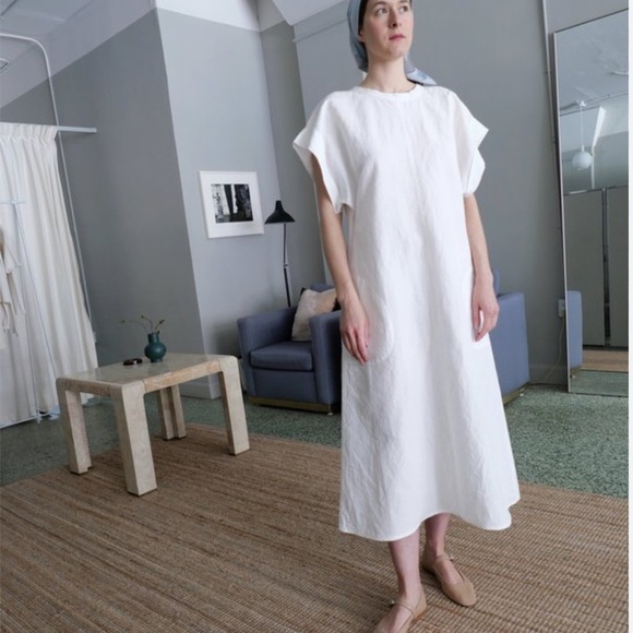 Sofie D’Hoore Ducie Linen Blend Midi Dress in Calcium Sz 40 Large - Picture 4 of 13